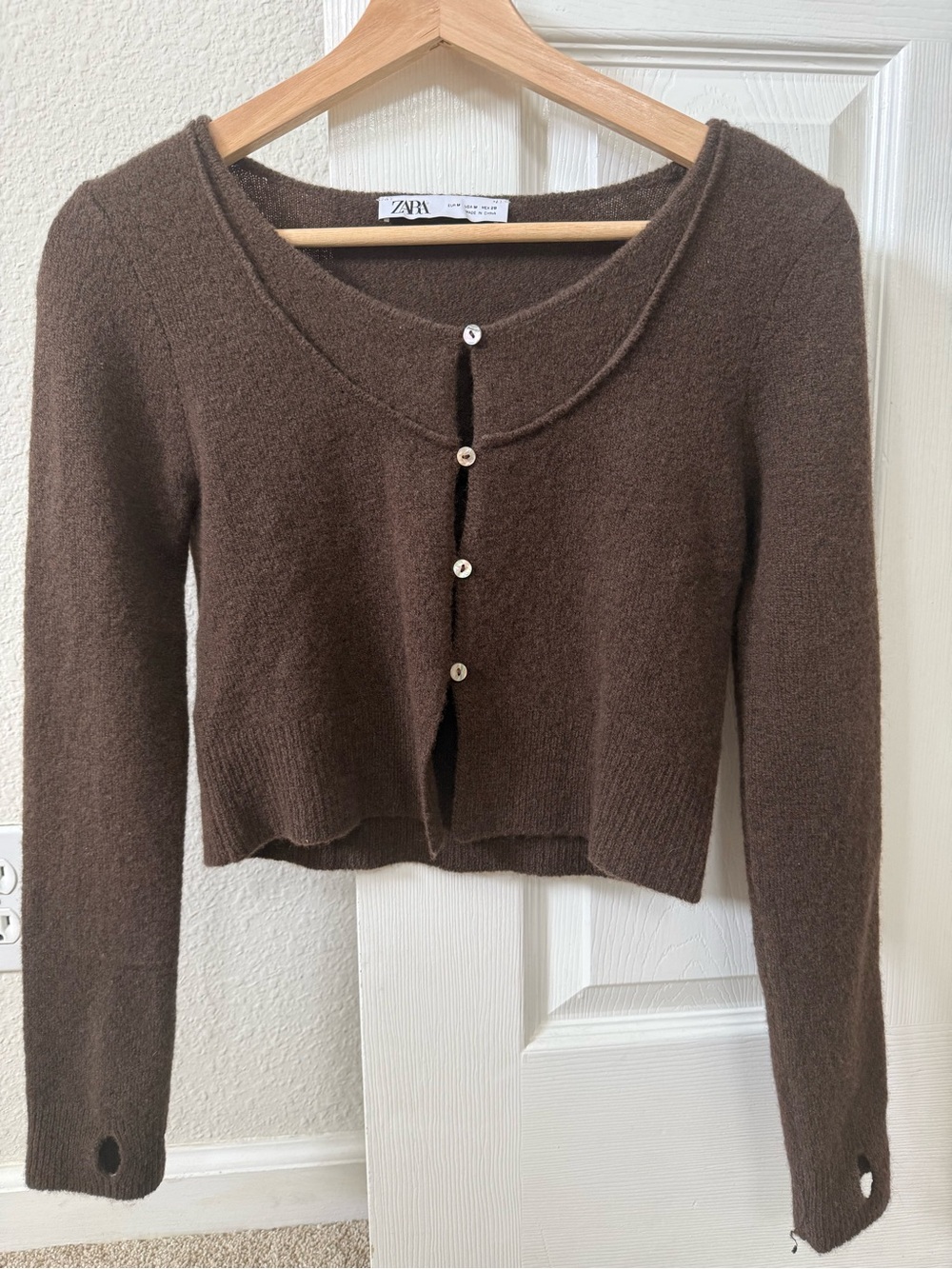 Zara Dark Brown Knit Button-Up Cardigan